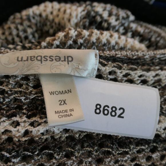 Dressbarn Sweater Womens Size 2X Brown Asymmetrical Hem Light Sheer Beachy - Picture 8 of 10